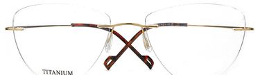 Women Cristal Eyeglasses: Shaq - Gold Transparent - SpaceSMART Eye Clinic (Front View)